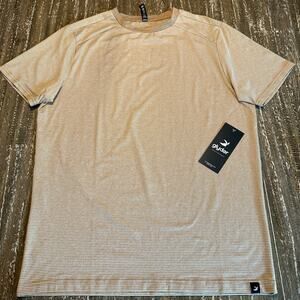 NWT Glyder Salton Short Sleeve Performance Workout Top Ochre Stripe Men’s Size M